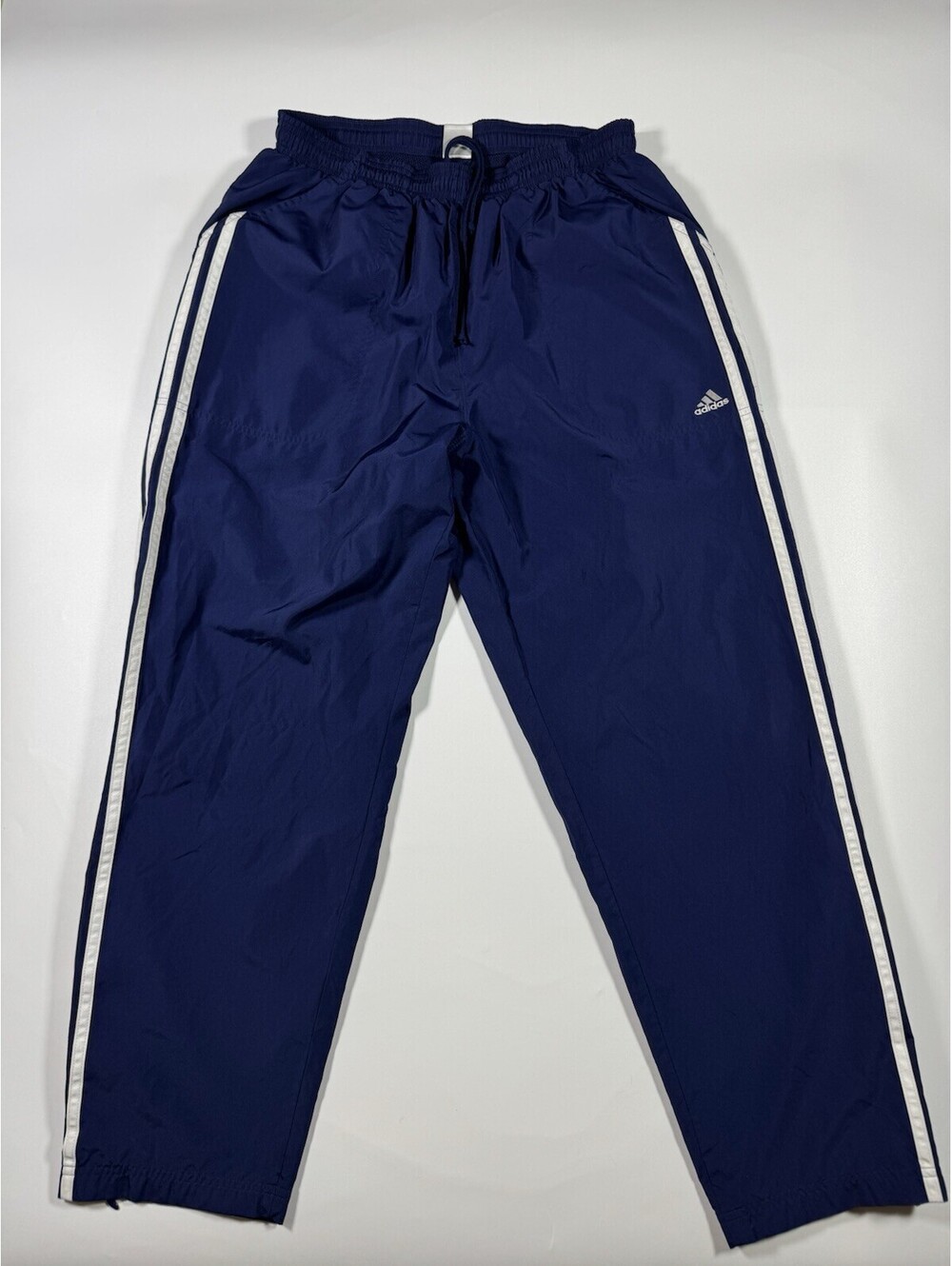 Adidas Vintage Y2K 2001 Track Pants Mens M Blue 3 Stripe Nylon Windbreaker
